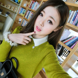 2016春装新款韩版套头短款纯色羊毛衫女装长袖毛衣打底针织衫外套