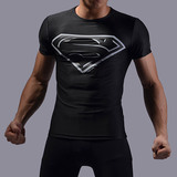 复仇者联盟超人t恤紧身衣男美国队长运动短袖骑行速干健身背心夏