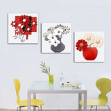 现代装饰画客厅沙发墙画餐厅水晶无框画三联画抽象花瓶花卉挂壁画