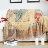 美式沙发盖毯纯棉双面针织单双人夏季盖毯午睡毯休闲毯 全线毯地