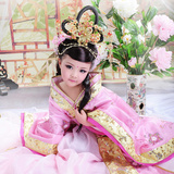 儿童古装演出服戏服舞台服写真拍照主题服装粉色贵妃装小姐装汉服
