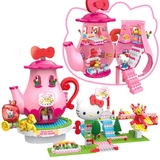 儿童积木HelloKitty音乐盒凯蒂猫茶壶草莓城堡女孩玩具生日礼物