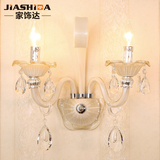 简欧现代水晶灯欧式客厅墙壁灯卧室床头灯单双头蜡烛装饰壁灯8088