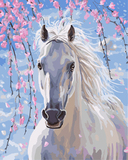 【佳彩天颜】 diy数字油画 客厅风景动物大幅手绘填色装饰画 白马