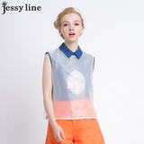 杰西莱jessy line2016夏装新款 杰茜莱专柜正品真丝拼接衬衫 女衣