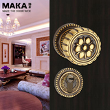 MAKA玛卡 分体锁室内纯铜房门锁 欧式复古卧室门锁双面圆形把手锁