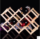 实木创意折叠红酒架家居 葡萄酒架 坚固耐用10瓶装