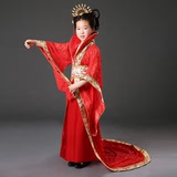 六一儿童古装大明公主女童表演出服唐装汉服唐朝小贵妃装红色拖尾