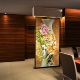 中式牡丹花瓶复古玄关背景壁纸 整张无缝壁画 防水过道背景墙纸