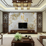 大型3D立体墙纸壁画现代中式客厅电视沙发白玉兰花背景墙无缝墙