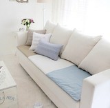 现代中式简约全棉沙发垫四季纯色坐垫夏季单人组合沙发巾蓝白咖色