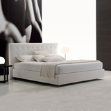 新款北欧现代风格布艺床 床榻榻米布床现代双人床1.8米 软床婚床