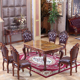 欧式大理石餐桌欧式餐桌实木美式餐桌长方形别墅奢华餐桌椅组合