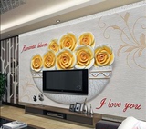 3D高清浪漫玫瑰I Love  You字大型壁画客厅沙发餐厅背景墙纸