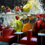 高清咖啡厅果汁饮品店西餐厅水吧背景墙纸立体3d壁纸大型水果壁画