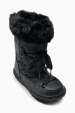 129-218代购英国next正品女童2015冬季新品黑色长毛系带中筒靴