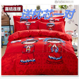 床上四件套纯棉韩式公主风夏季1.8m2.0床单被套2x2.3粉色2.2米2.4