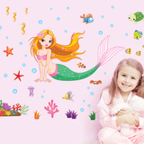 幼儿园布置儿童房小女孩公主卧室墙壁装饰贴画卡通美人鱼墙贴纸