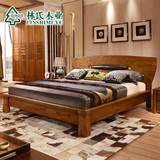 林氏木业现代中式大床简约实木床1.8米双人床婚床高档家具LA007