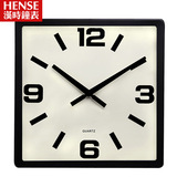汉时钟表 挂钟客厅简约方形16寸静音挂表时尚时钟创意石英钟HW07
