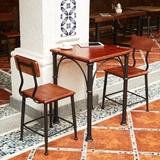 美式铁艺户外阳台休闲桌椅组合复古咖啡厅奶茶店桌椅餐桌餐椅套件
