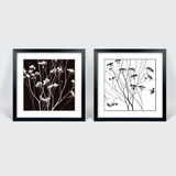 黑白花卉装饰画 发财树 现代简约有框挂画 客厅餐厅卧室壁画印刷