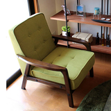 日式简易实木时尚单人两人创意书房卧室咖啡馆阳台布艺小沙发椅