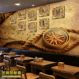 欧式立体壁画3d木纹木板复古怀旧建筑创意壁纸客厅西餐厅背景墙纸