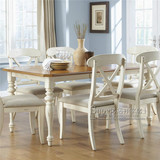 美式法式乡村餐桌北欧宜家复古做旧实木白色餐桌欧式餐桌椅组合