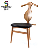 星威实木侍从椅餐椅个性创意欧式皇室复古木质椅子三脚榉木靠背椅