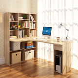 简约转角台式电脑桌书架书柜书桌组合台式家用写字台现代办公桌子
