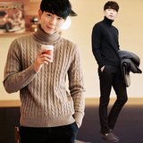 冬季韩版修身高领毛衣男修身套头针织衫男士加厚款线衣潮男外套服