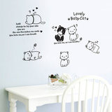 儿童房间玻璃衣橱门窗装饰动物猫咪墙贴纸卡通黑白猫机器猫墙贴画