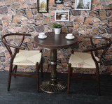 复古西餐厅咖啡店桌椅组合 奶茶店茶餐厅圆桌 甜品店洽谈一桌两椅