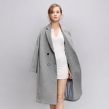 2015秋冬女装新款外贸原单欧美羊毛呢外套修身气质呢子长款大衣