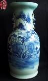 老瓷器包真包老古玩清代青花山石花鸟大花瓶高43厘米