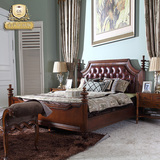 金莎维加斯 美式全实木真皮床双人床欧式奢华大床1.8米婚床橡木床