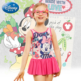 迪士尼儿童泳衣女童连体裙式吊带可爱米妮公主版度假女孩游泳衣