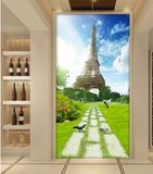 巴黎埃菲尔铁塔壁画 自然风景壁纸墙纸 客厅餐厅玄关无缝墙布过道