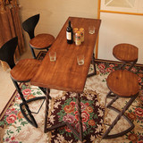 美式乡村北欧餐桌星巴克实木家具原木餐桌椅组合铁艺仿古书桌