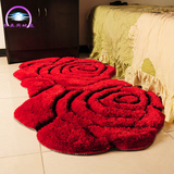 恒亚斯地毯3D双玫瑰花形地毯现代简约玄关茶几卧室床边地毯包邮