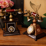 美式复古电话机模型创意铁艺工艺品经典老式摆件做旧橱窗软装饰品
