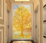 捷盛美3d立体壁纸大型壁画 玄关走廊背景过道欧式墙纸墙布 发财树