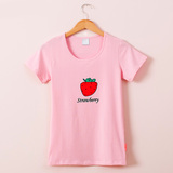 琦趣夏装可爱水果控卡通草莓男女版韩国简约百搭时尚短袖t恤潮范