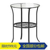 IKEA成都宜家代购克林斯伯 边桌黑色 透明玻璃圆桌 茶几 小圆桌