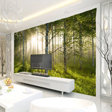 自然风景绿色森林树林壁纸壁画电视背景墙纸客厅沙发影视墙画大树