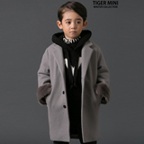 现货 韩国童装代购 男童正品冬装 TG长款纯色毛呢大衣儿童外套