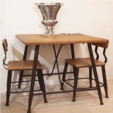 美式乡村复古做旧铁艺餐桌椅组合休闲桌椅套件咖啡厅桌椅特价包邮