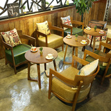 休闲咖啡厅桌椅 实木围椅 西餐厅桌椅 美式复古 茶几 连锁店批发