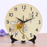 承沁包邮12寸陶瓷钟表创意时钟客厅超静音挂钟座钟两用古典荷花